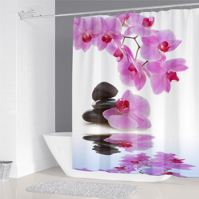 Pebble Printed Shower Curtain Mildew Washable Curtain With Hook Bathroom Decorative Curtain Rocks 3D Shower Curtains 240*180Cm