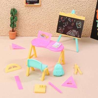 1:12 Dollhouse Miniature Drawing Board Study Table Computer Stationery Ruler Model Decor Toy Doll House Accessories