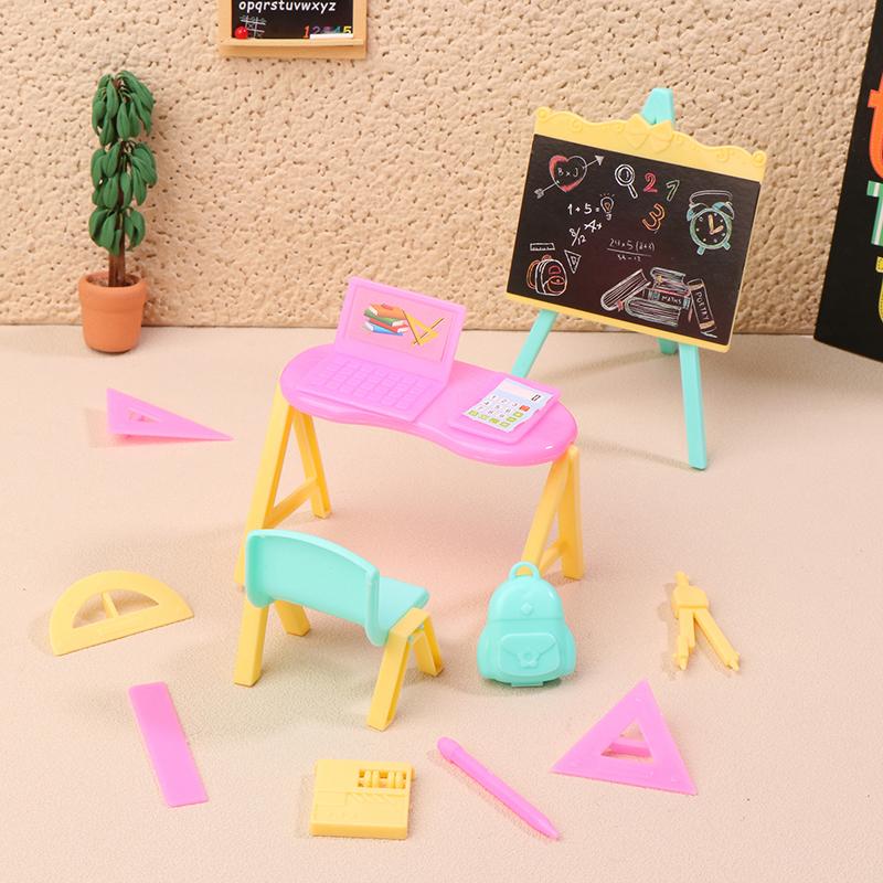 

1:12 Dollhouse Miniature Drawing Board Study Table Computer Stationery Ruler Model Decor Toy Doll House Accessories one size