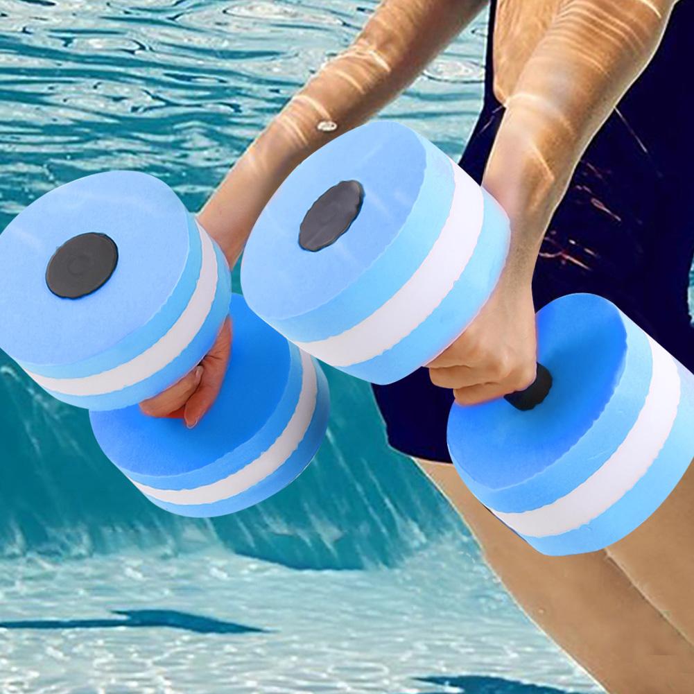 1 Pair Water Float Bodybuilding Training Fitness Yoga Dumbbell Barbell (Blue)