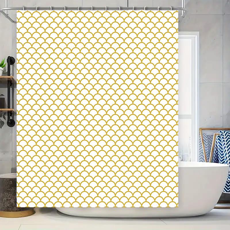 

Yellow Fish Scale Print Shower Curtain Waterproof Home Decor Bathroom Accessory For Kitchen Window Decoration 3D Printed Polyest W60H190(CM)-1 Pcs