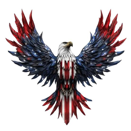 4th of July Suncatcher for Window Hanging Acrylic Stained Glass Heart/Eagle Ornament Patriotic Red