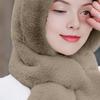 Women Hat Solid Color Elastic Knitted Warm Winter Hat with Scarf Outdoor Activities Travel Accessories