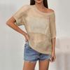 Women's Sexy Hollow Out Five Sleeve Beach Blouse Colour Knitted Top