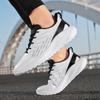 Men's Sports Shoes Lace Up White and Black Casual Walking Shoes  Tennis Shoe Work Gym Comfortable Lightweight Mesh Soft Sole