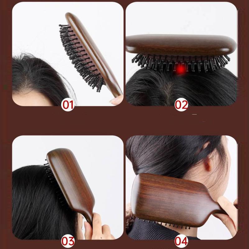 Sandelholz-Airbag-Massagekamm, Kopfhautpflege, lockiges Haar, Haushalt, antistatisches Haarausfallbrett, große natürliche Holzbürste