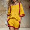 2026 Amazon European and American cross-border spring and summer women's suit off-the-shoulder top + shorts sports and leisure two-piece set