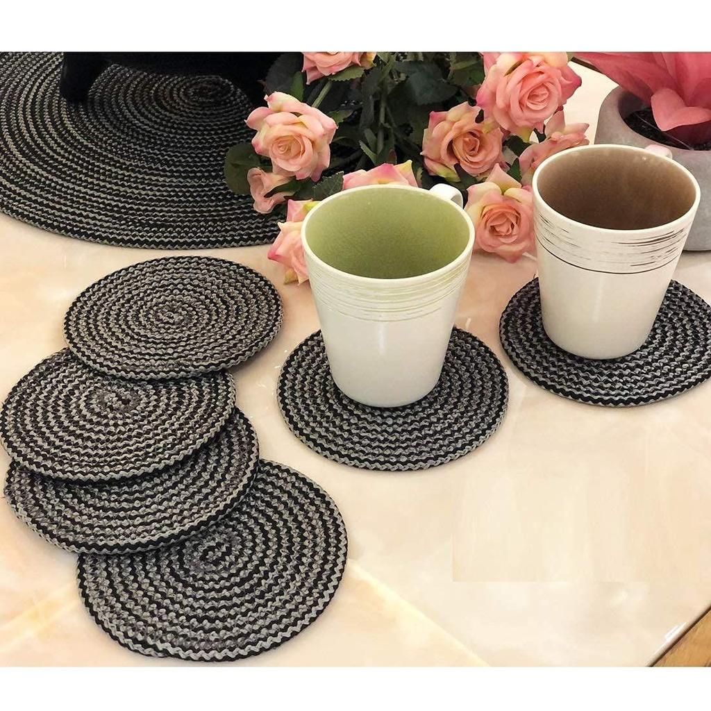 Polypropylene Round Coaster Set (6 PCS Set) Machine Washable Absorbent Size: 5 inch Diameter
