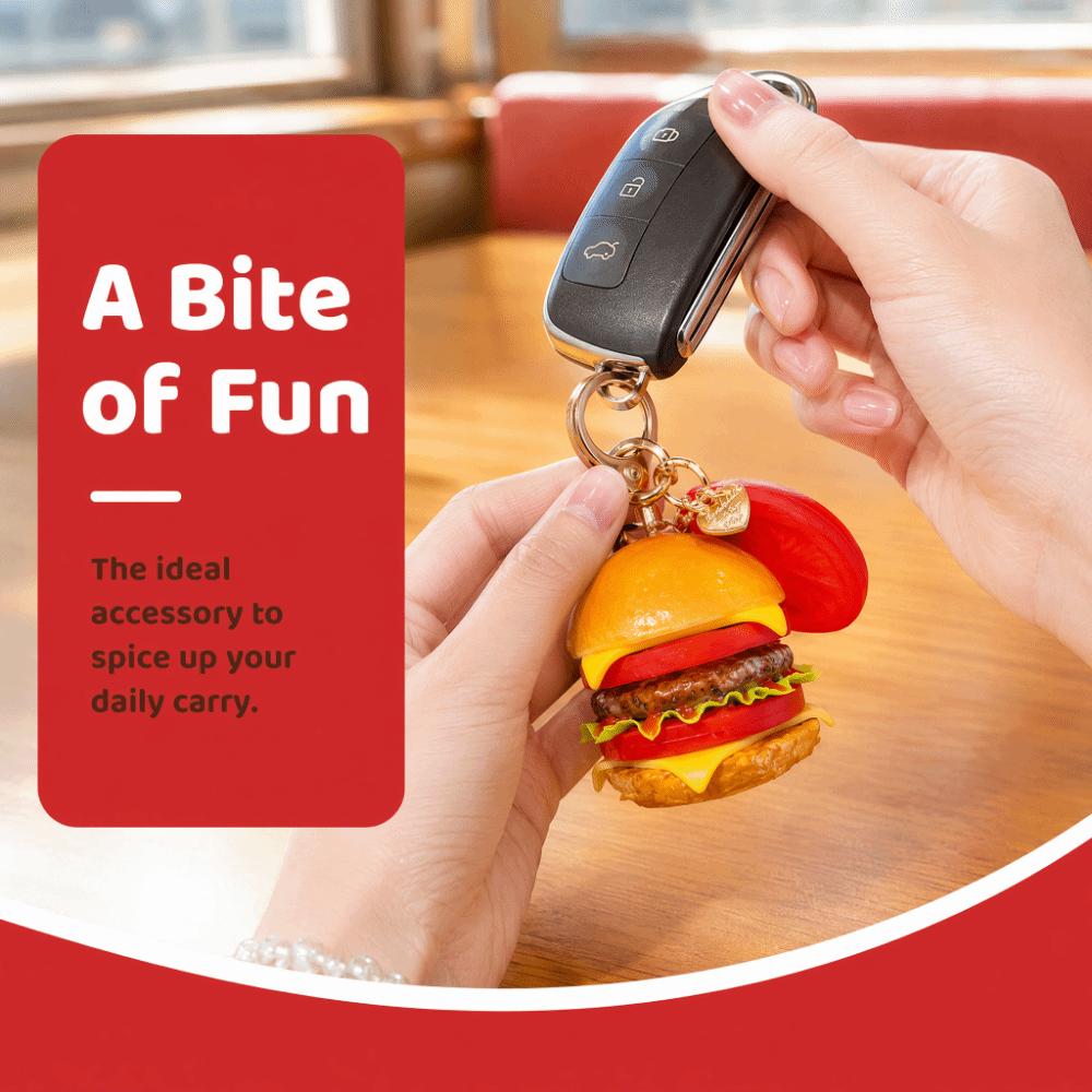 PVC Simulation Hamburger Keyring Realistic Food Beef Hamburger Ornaments Giveaway
