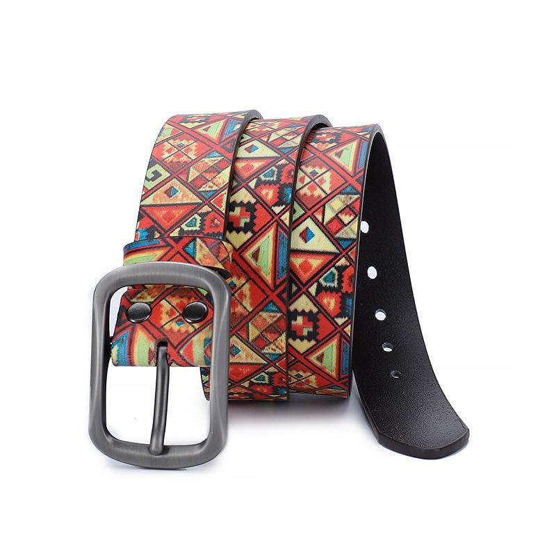 

Граффити Ремень из чистой коровьей кожи, Мужской и женский кожаный ремень с 3D-принтом, Новый стиль Новый ремень 125cm