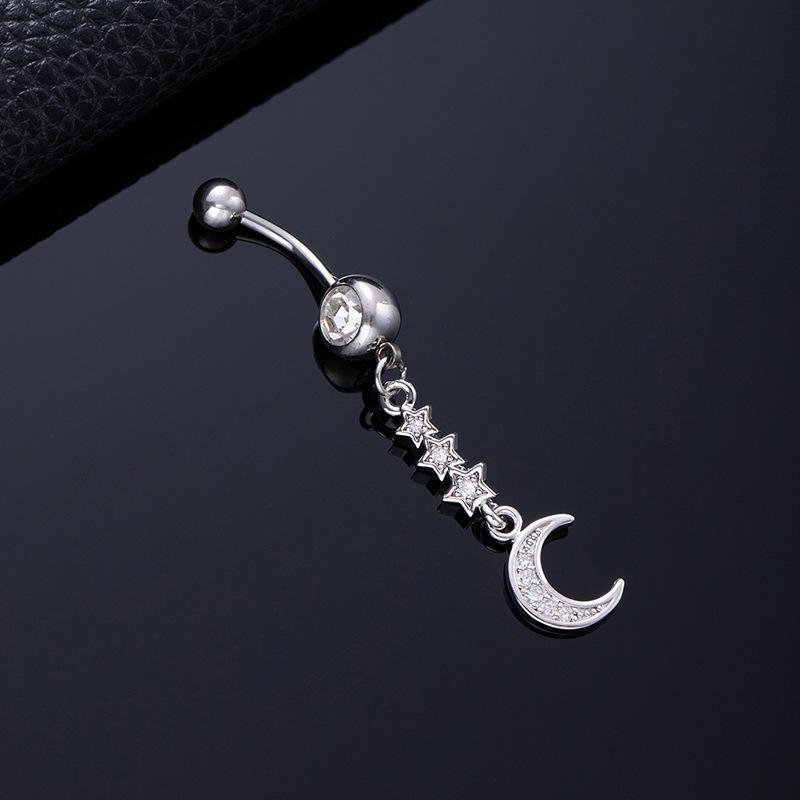Piercing per Ombelico Microstone Chiodi per Ombelico Vento Farfalla Amore Anello per Ombelico Stella Luna Fiore Femminile Fibbia per Ombelico