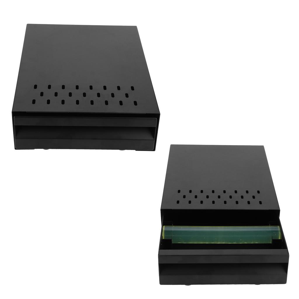 Drawer Style Coffee Knock Box Stainless Steel Coffee Grounds Container for Bar CounterGreen Rod Black Box