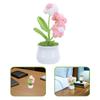 Crochet Flower Potted Plants Mini Knitted Flower Pot Artificial Potted Plant for Home Office and Car Decoration Mother Valentine