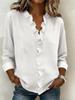 Spring Women's Wood Ear Trim Long Sleeve Cotton Shirt