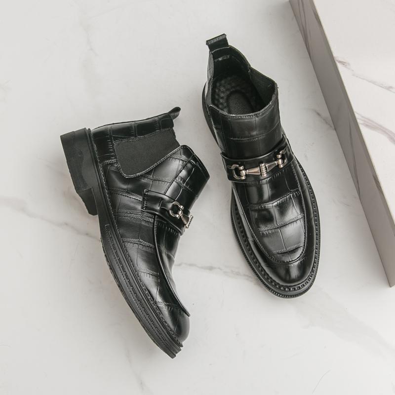 British Style Casual Leather Chelsea Boots Mens2024 New Comfy Flat Designer Business Leather Boots Outdoor Office Shoes