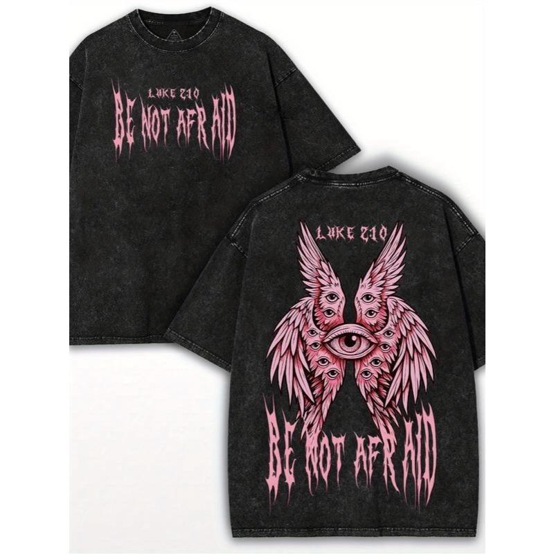 

European sizes Men S Vintage T-Shirt Featuring Eye Wings Print, Designed in a Loose Street Style with Short Sleeves, Perfect for Casual Summer Wear S чёрный