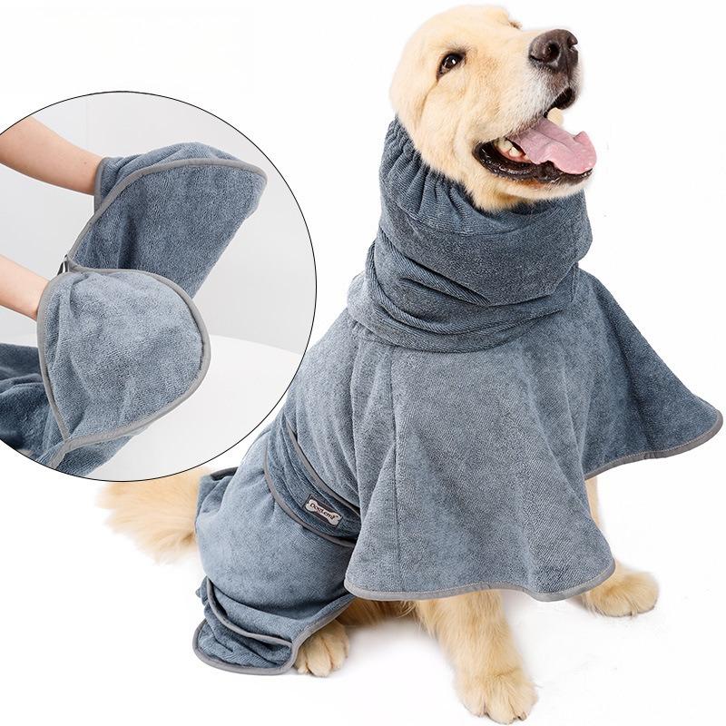 Super Absorbent Quick Dry Dog Bathrobe Soft Microfiber Bath Towel Clothes for Medium Large Dogs Golden Retriever After Shower Swimming
