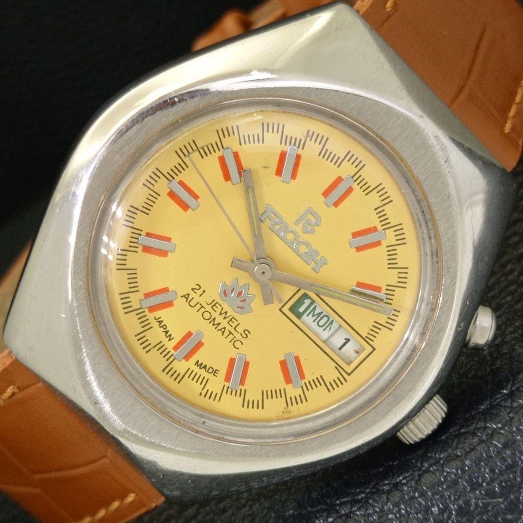 

ВИНТАЖНЫЕ АВТОМАТИЧЕСКИЕ ЧАСЫ RICOH R31 ЯПОНИЯ МУЖСКИЕ ЖЕЛТЫЙ ЦИФЕРБЛАТ a500606-5 R153-a500606