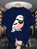 Unisex Summer Crew Neck Short Sleeve T Shirt Cute Cartoon Pink Belly Bird Print Casual Loose Fashion Streetwear Daily Basic Top