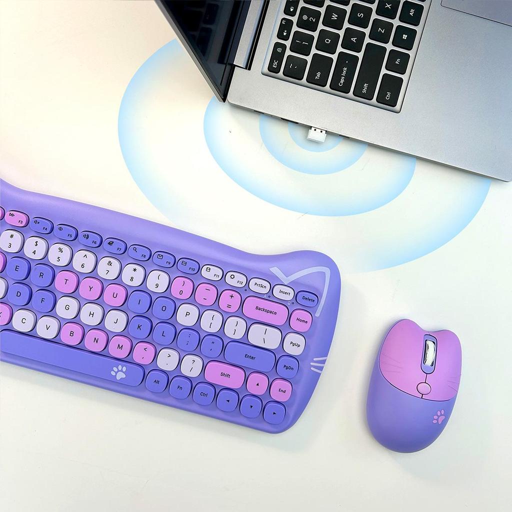 2,4-g-Kabellose Tastatur-Maus-Kombination: Charmanter Pink-Punk-Stil, perfekt für Laptops, PCs im Home Office