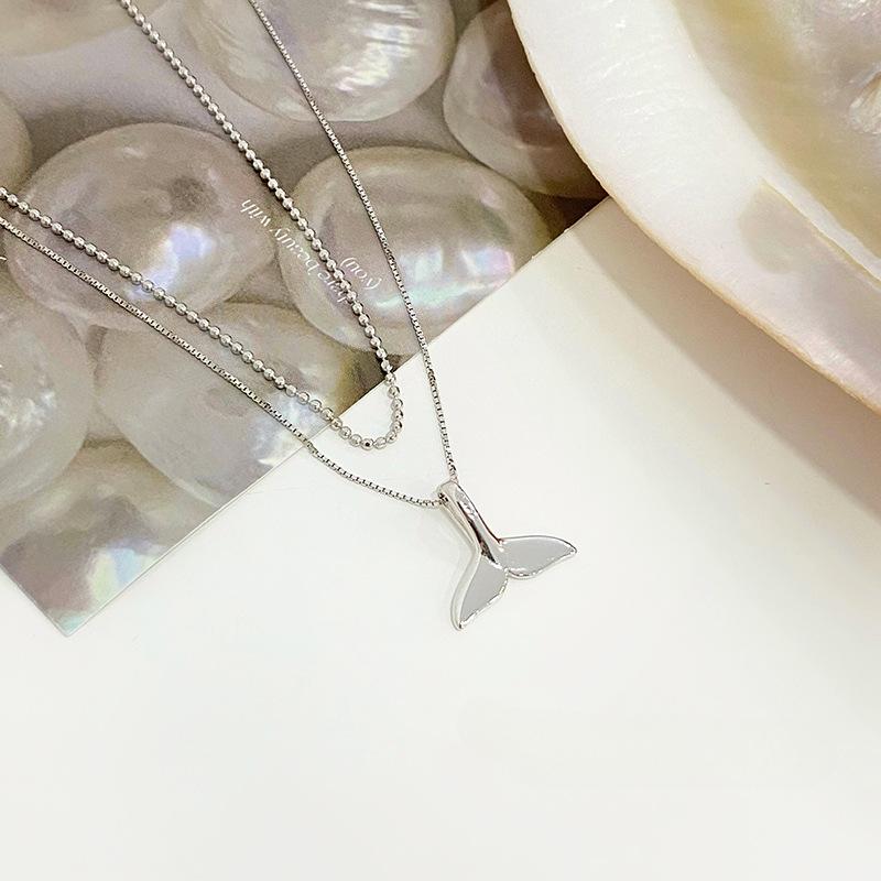Exquisite Fishtail Double Layer Necklace for Female Minority Design Sense Summer Ocean New Versatile Neckchain