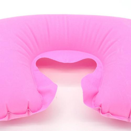 

1 pc Air Inflatable pillow U-shape neck pillow travel rest outdoor portable folding air inflatable pillow airplane travel(Color:pink)
