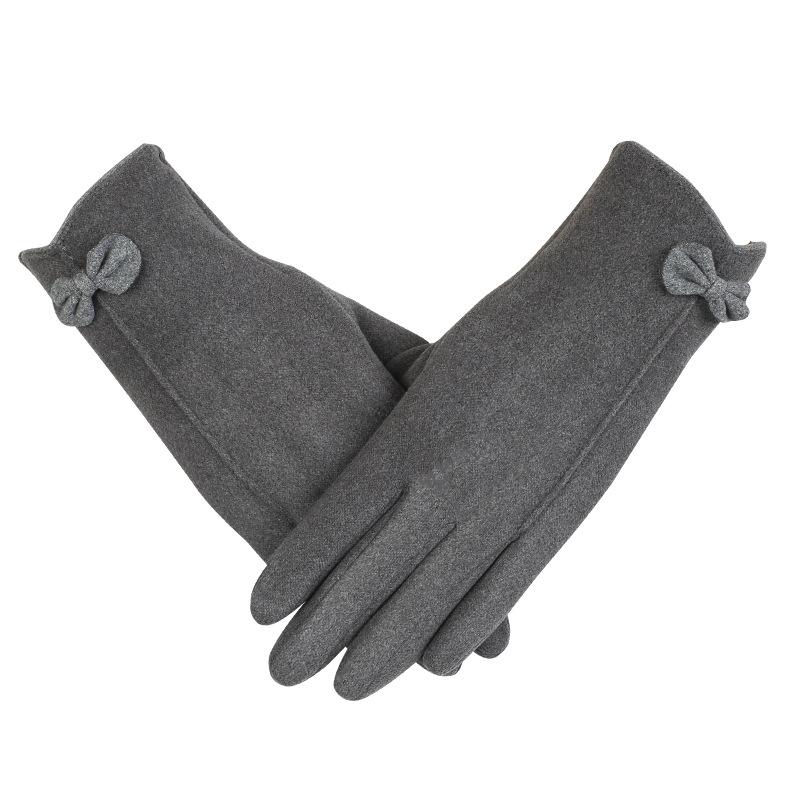 Warm Gloves for Women Plus Velvet Thickened Cold Proof Outdoor Cycling Fashion Cute Bow Touch Screen Autumn and Winter Gloves
