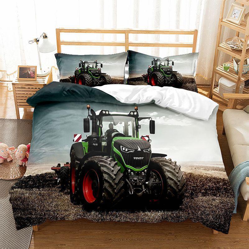 Four-Wheeler Tool Tractor 3D Digital Printing Bedding Three-Piece Set