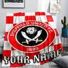 1PC Custom Name Sheffield United FC Patterned Flannel Blanket Suitable For All Seasons for Home Decor Warmth and Comfort Gifts Holiday Present