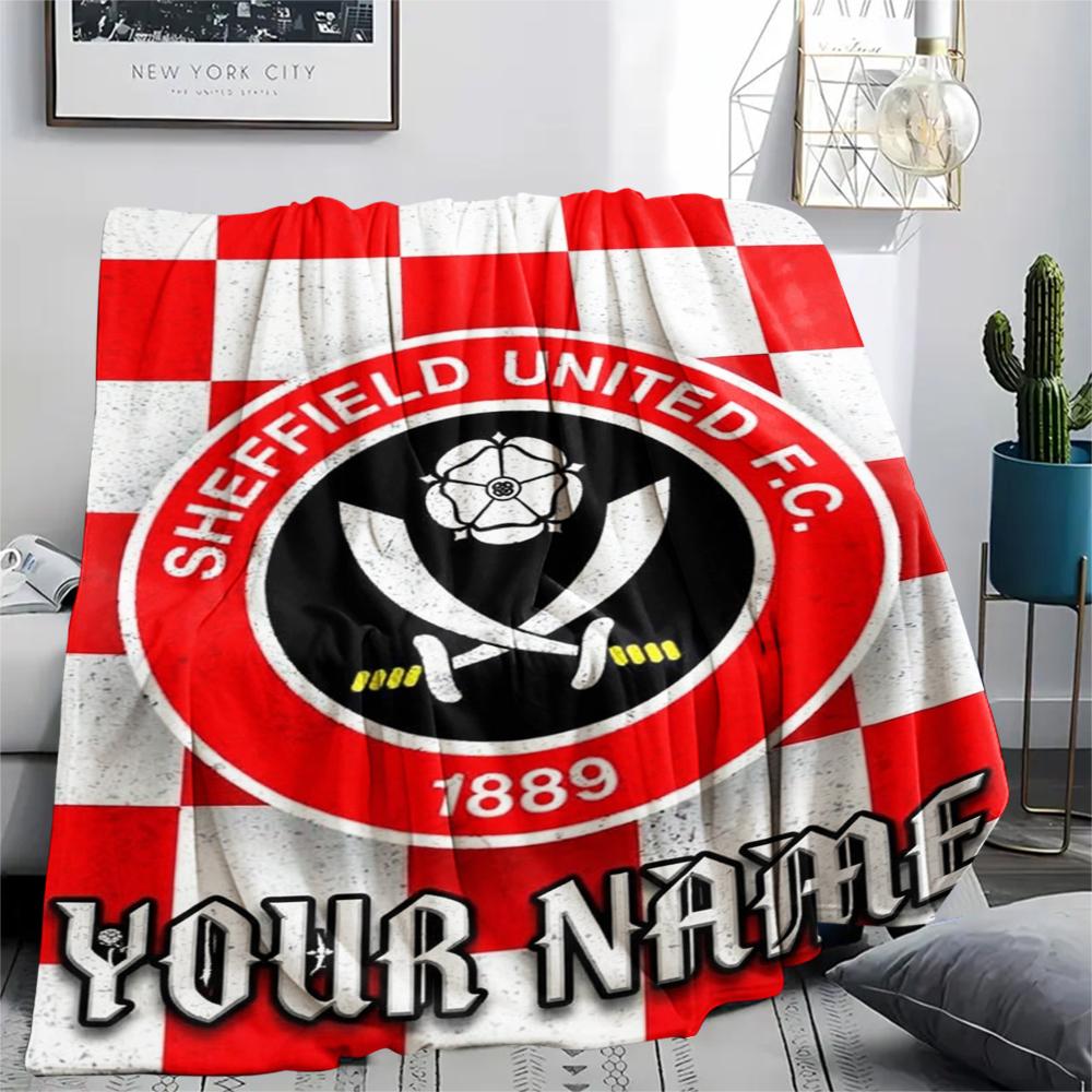 1PC Custom Name Sheffield United FC Patterned Flannel Blanket Suitable For All Seasons for Home Decor Warmth and Comfort Gifts Holiday Present