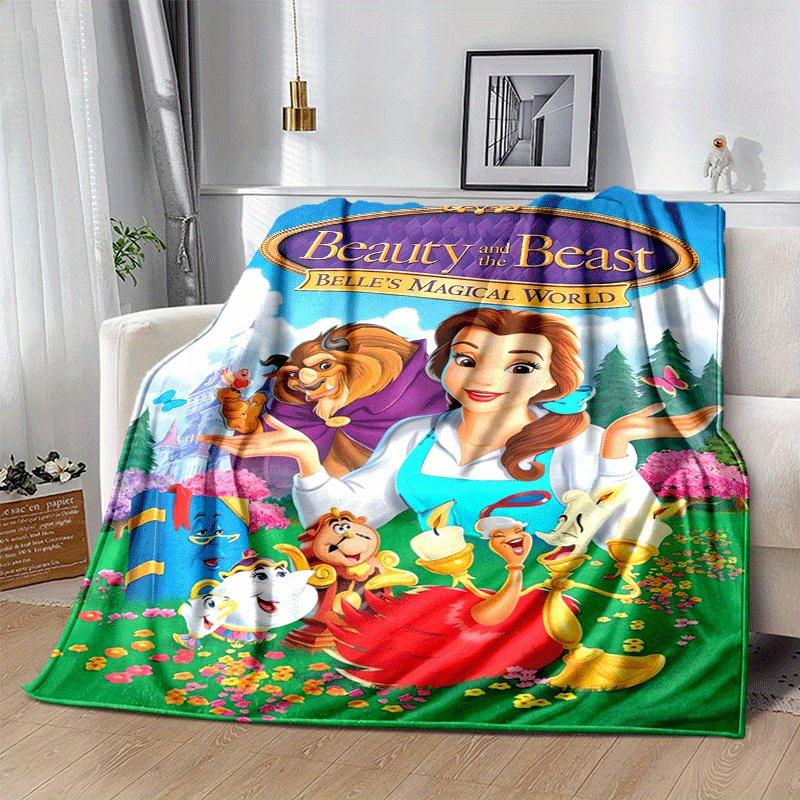 1pc Beauty and The Beast Printing Blanket - Soft, All-Season Throw for Office Blanket,Personalized Gift with Adorable Cartoon Design