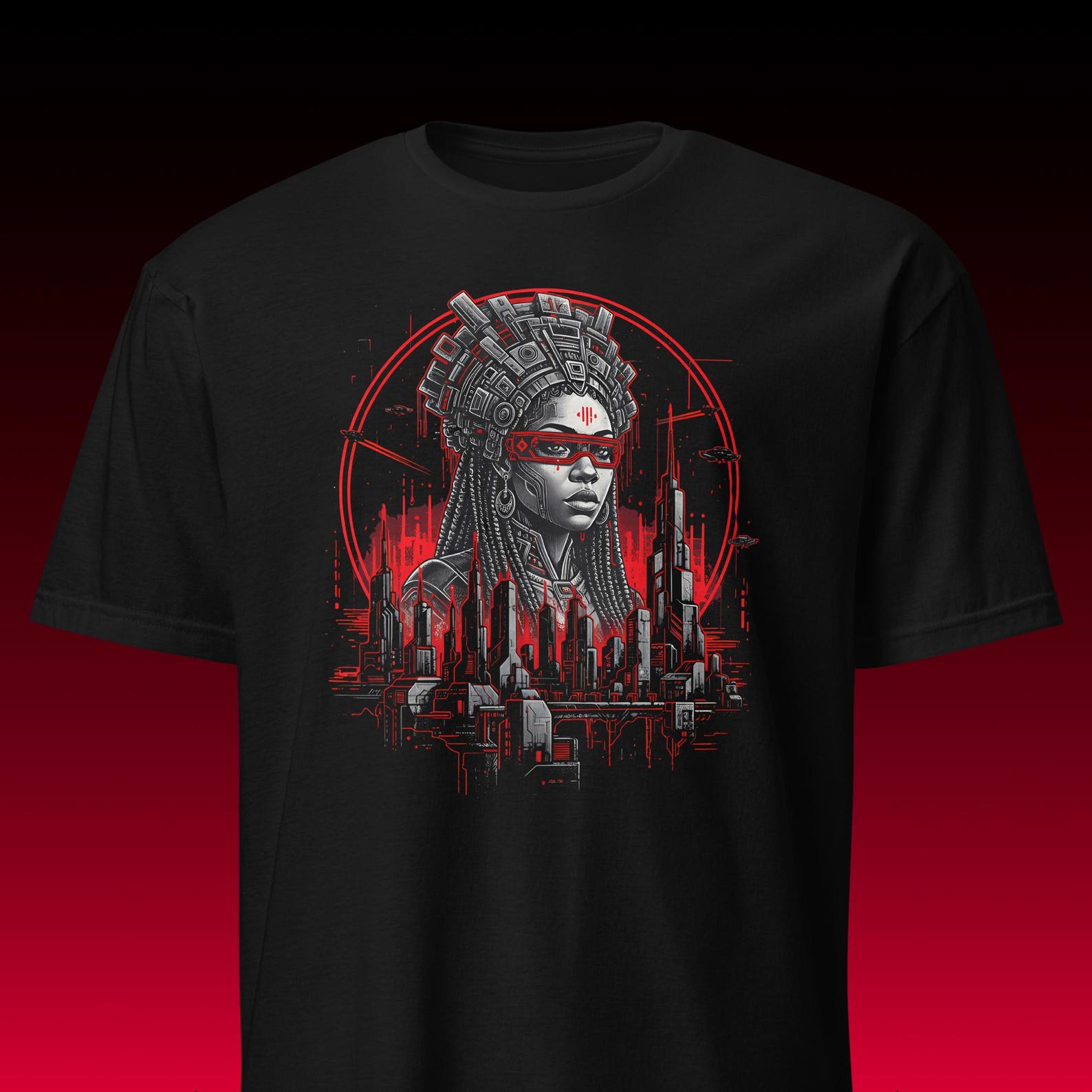 Afrofuturism Graphic Tee | Cyberpunk Aesthetic | Urban Sci-Fi Vibe L
