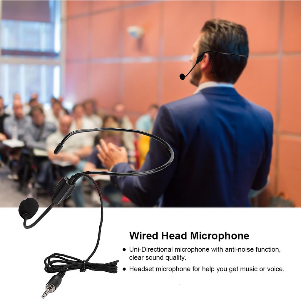 3Pcs 3.5 mm Screw Plug Wired Head Condenser Microphone Headset Mic for Shopping Guide Guider