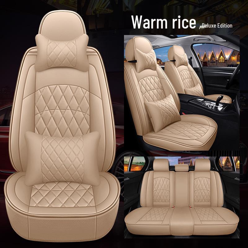 Full Wrap Leather Car Seat Cushion - Universal Fit for All Seasons
