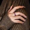 Korean Style Full Diamond Couple Ring with Ruby & Blue Sapphire In 925 Sterling Silver