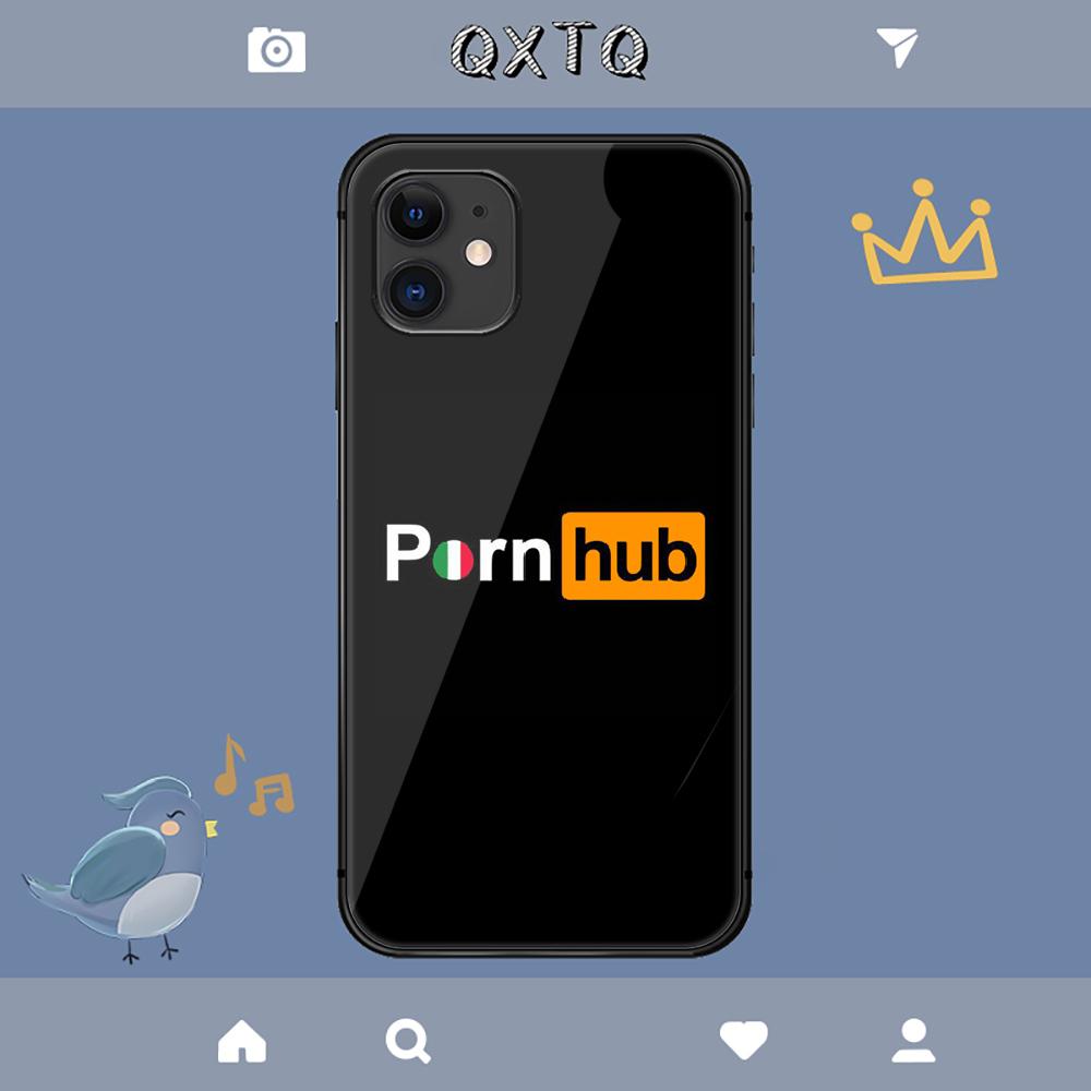 Heißes Porno Logo Hub Hülle für iPhone Samsung Galaxy Redmi Note S 17 16 15 14 13 20 24 25 54 Pro Max Ultra Fe Hartglas-Abdeckung