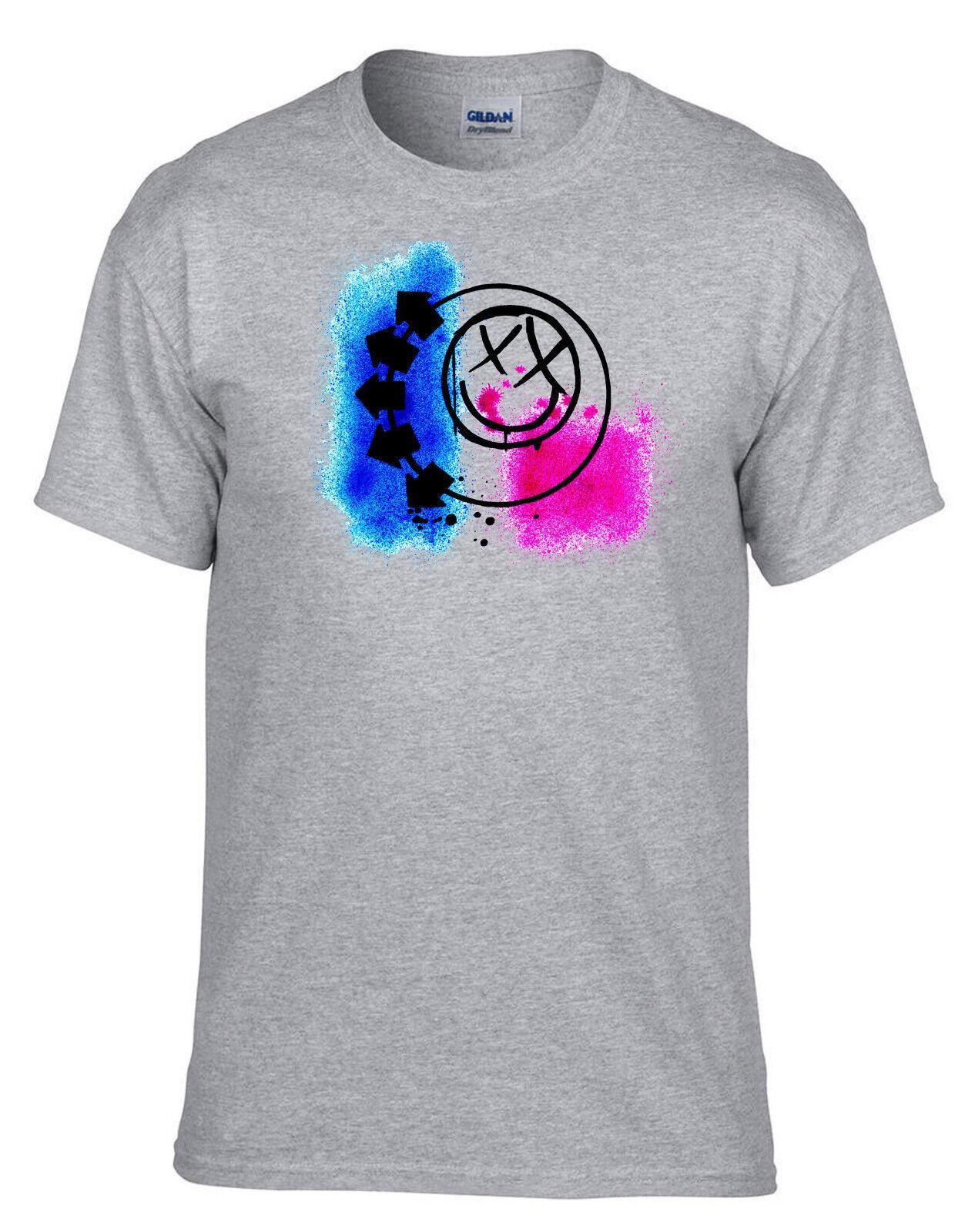 26 Blink 182 - BIG SMILE Punk Rules Rock Music Grey T-Shirt -131_Grey- Unisex T-Shirt XL