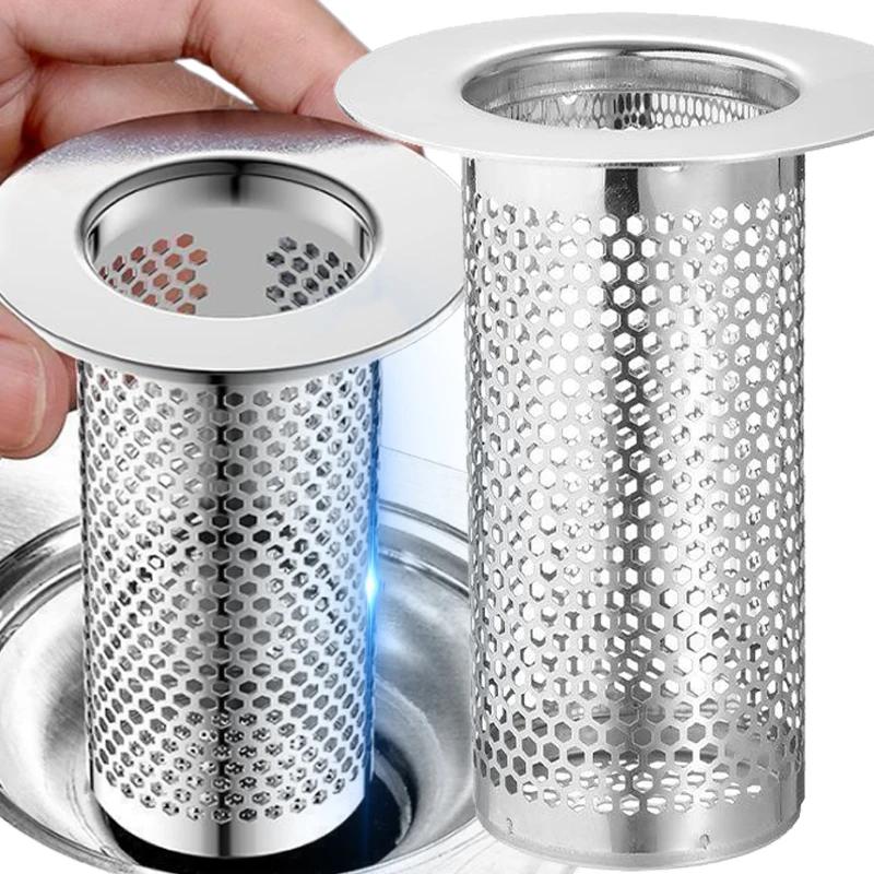 Stainless Steel Floor Drain Filter Kitchen Sink Drain Strainer Stopper Anti Clogging Hair Catcher Filters Bath Leak Proof Plug