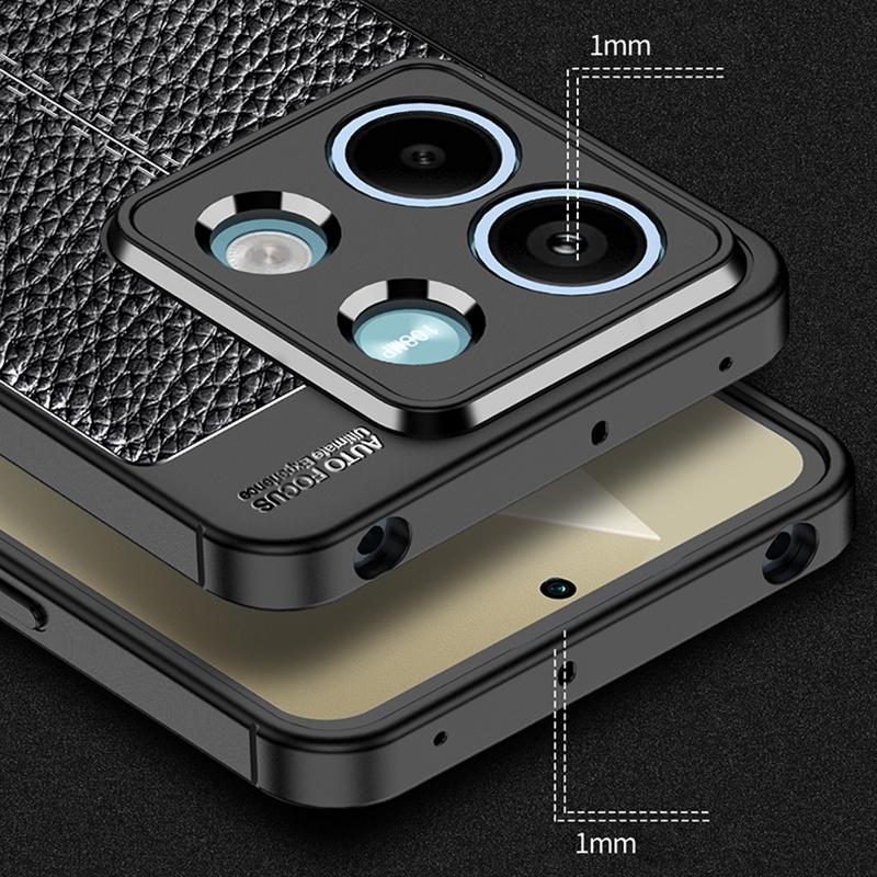Handyhülle mit Litschi-Textur für Xiaomi Redmi Note 13 5G Hülle TPU Stoßfeste Schale