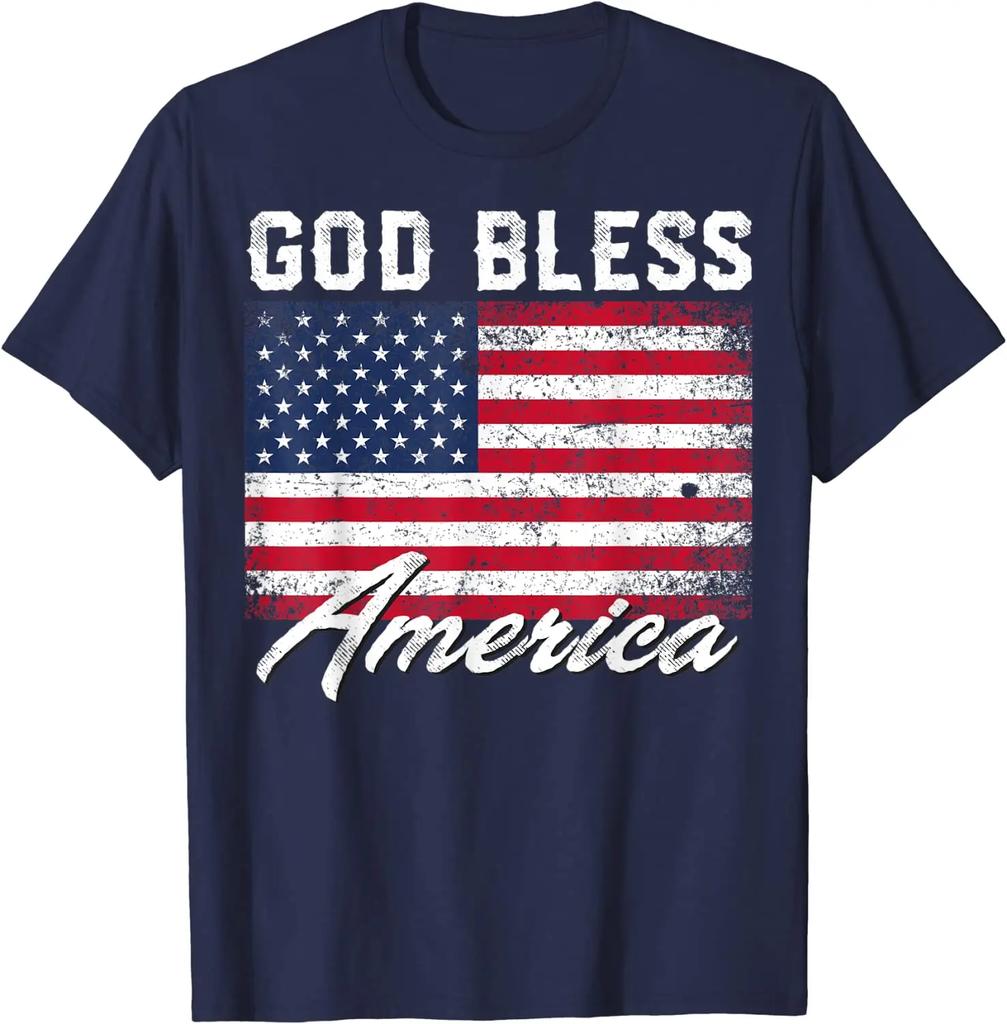 God Bless America USA Flag 4th of July Patriotic T-Shirt UnisexGraphic T Shirts Cotton Casual Daily Four Seasons