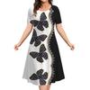 Elegant Women Short Sleeve Fashion 3d Print Midi Dress Plus Size Beach Clothing