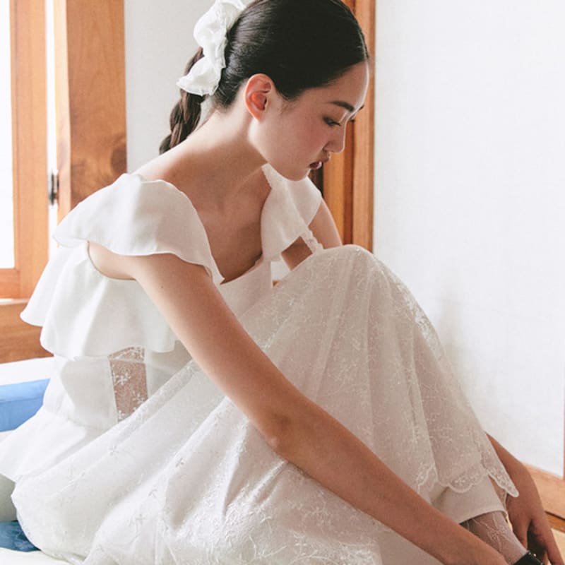 GANISONG Bridal Rapunzel Scrunchie_white