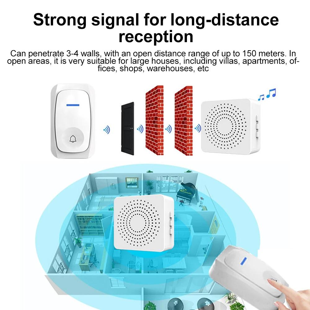Wireless Doorbell Home Intelligent Welcome Doorbell Waterproof Door Bell 150M Remote Control USB Adapter Easy to Install