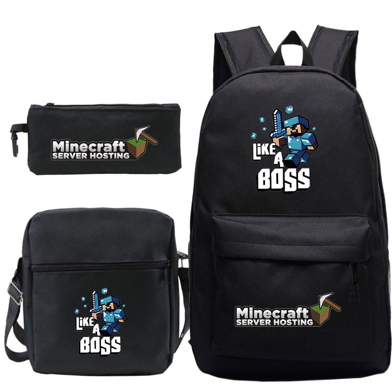 Game Merchandise Print Fashion Children'S Backpack Student Schoolbag Stationery Bag Messenger Bag Three-Piece Set