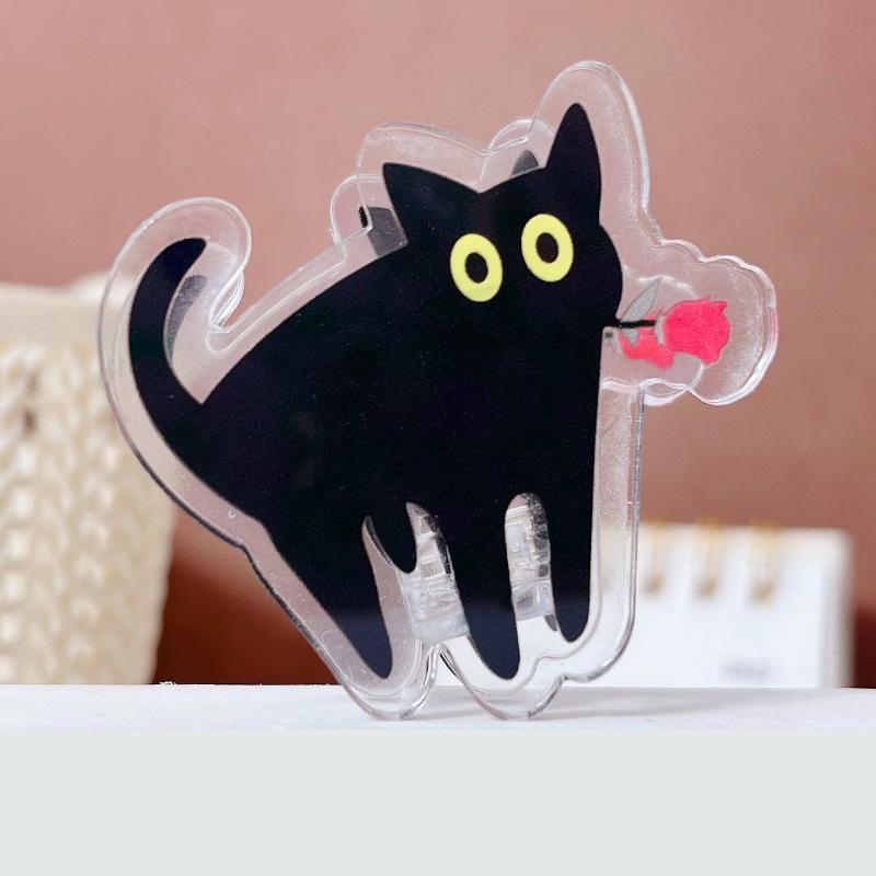 7Pcs Cute Cartoon Cat Pp Clip Acrylic Double-Sided High-Definition Pattern Paper Clip Stationery Supplies