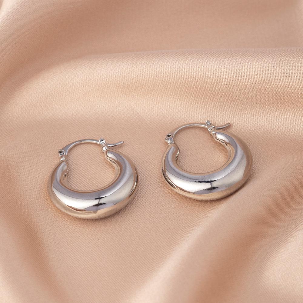 18K Gold-Plated Irregular Oval Metal Texture Women's Earrings