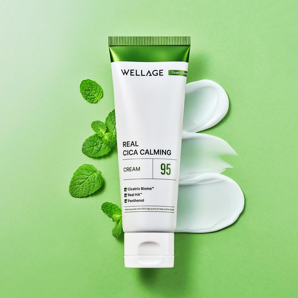 WELLAGE Real Cica Calming 95 Cream Soothing Hydration 50ml Korean Face Moisturizer