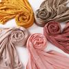 Muslim Plain Cotton Jersey Hijab Scarf Solid Color With Good Stitch Stretchy Soft Turban Head Wraps Shawl Foulard Femme