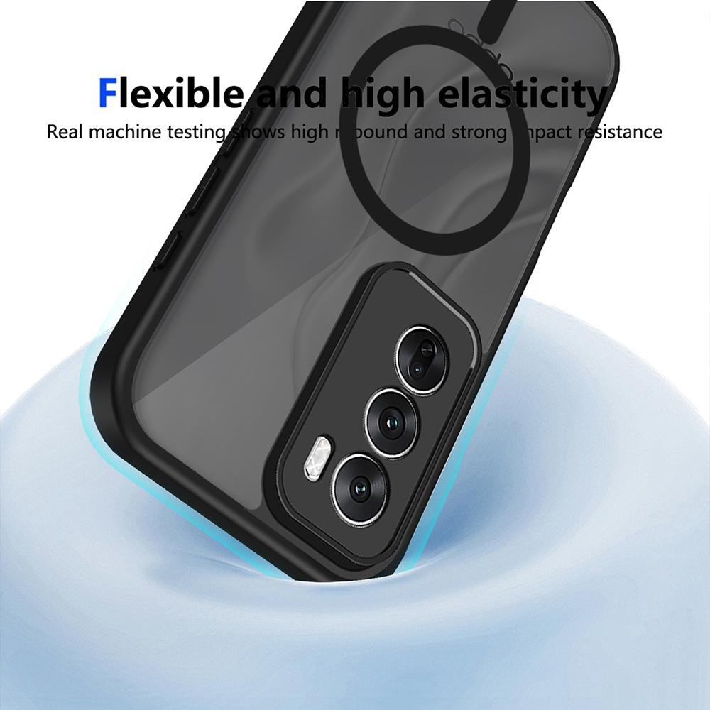 KEYSION Magnetic Phone Case for OPPO Reno12 Pro 5G Silicone+PC Matte Translucent Clear Shockproof Back Cover for OPPO Reno 12 5G
