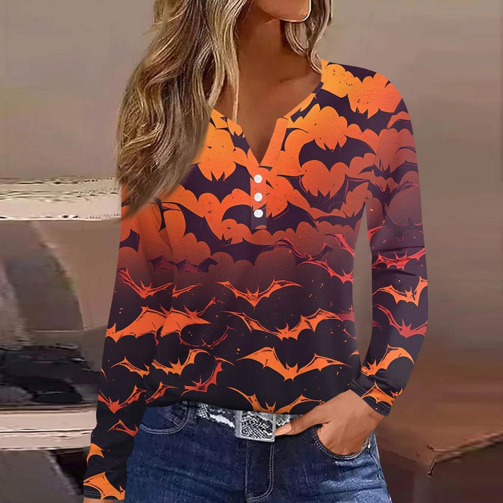 Women's T Shirt Tee Button Long Sleeve Daily Weekend Fashion Basic V- Neck Regular Top